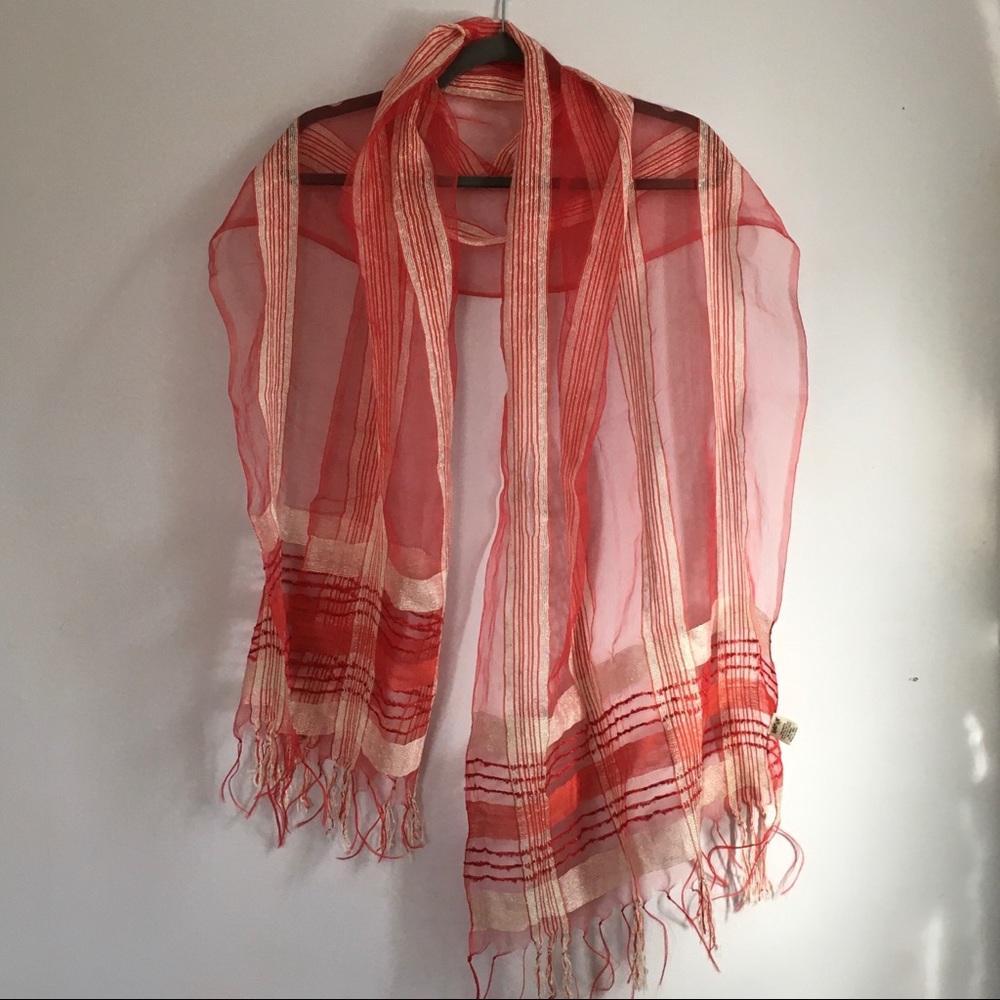 DON'T FORGET THE BEACH WRAP!  KRAZYKAT Shear Red Striped Wrap - New - 72 x 22 in